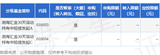 传金所配资 公告速递：渤海汇金30天滚动持有中短债发起基金2025年劳动节前暂停申购及转换转入业务